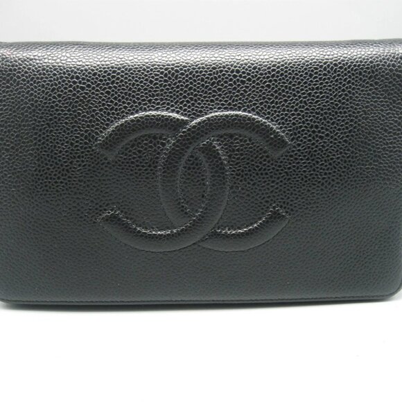 Vintage Chanel Black Caviar Leather Long Bag Wallet - Picture 5 of 16